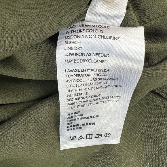 Anthropologie Shirt Dress Womens Small Nicole Linen Blend Green Puff Sleeve - Picture 12 of 14